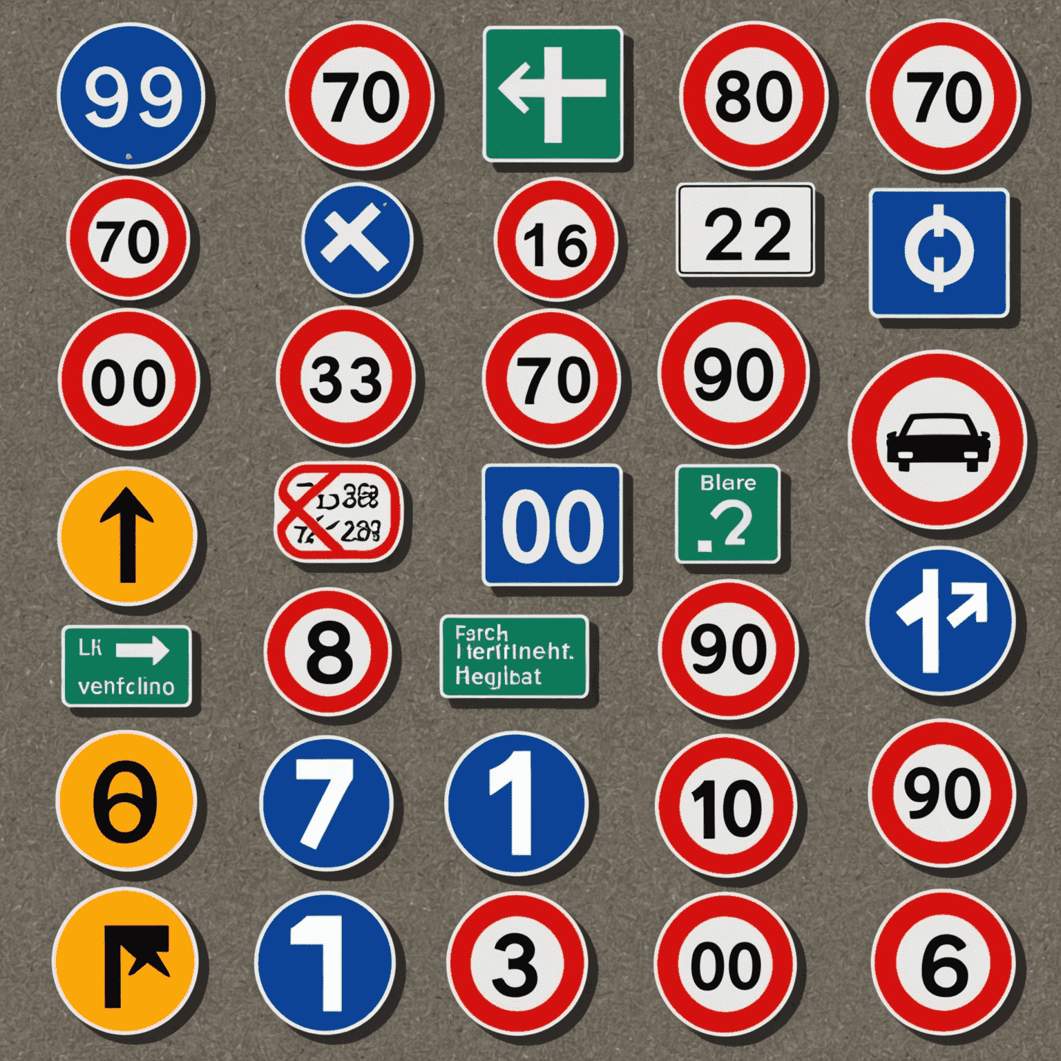 Infographic showing key German traffic signs and their meanings, including speed limit signs, priority signs, and parking regulation signs